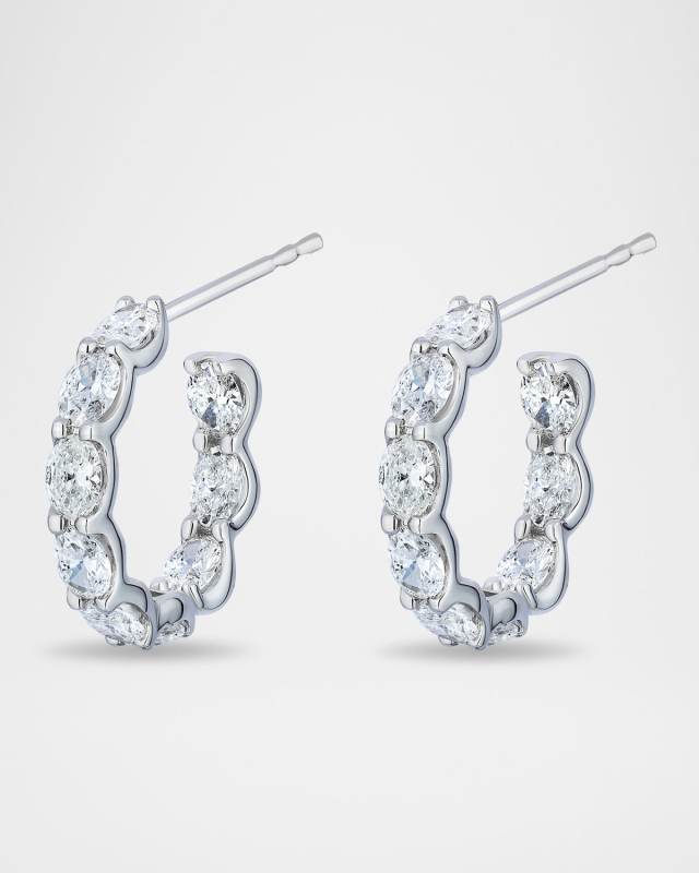 18K White Gold Asscher-Cut Diamond Hoop Earrings, 3.30tcw